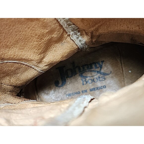 JOHNNY BOOTS Orange Brown Leather Gator Western Embroidered Boots US M7.5 W 9 - Picture 8 of 9